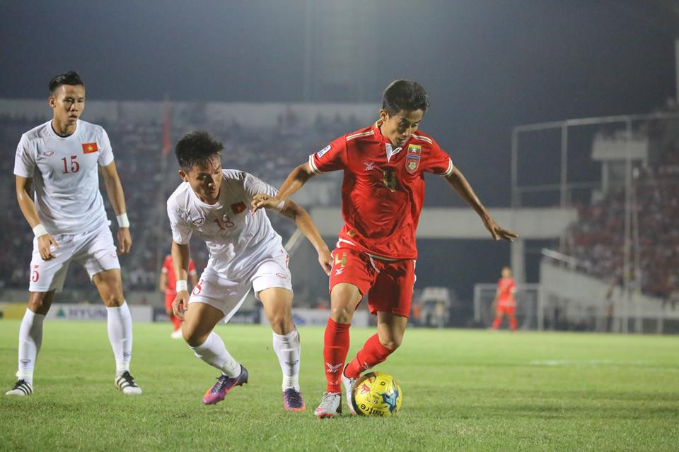 Sau bàn thua, Myanmar đã thi đấu nỗ lực hơn rất nhiều...(Nguồn: MFF)