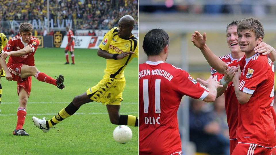 Mario Gomez, Bastian Schweinsteiger và Franck Ribéry đều đã ghi bàn vào hiệp 2, và cùng với họ là một cá nhân rất đặc biệt: Thomas Müller đã ghi 2 bàn thắng đầu tiên của mình tại Bundesliga trong trận đấu này. (Nguồn: fcbayern.com)