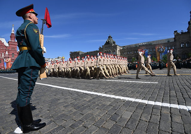 Binh sĩ Nga tại lễ diễu binh kỷ niệm 73 năm Ngày Chiến thắng. (Nguồn: Sputnik)
