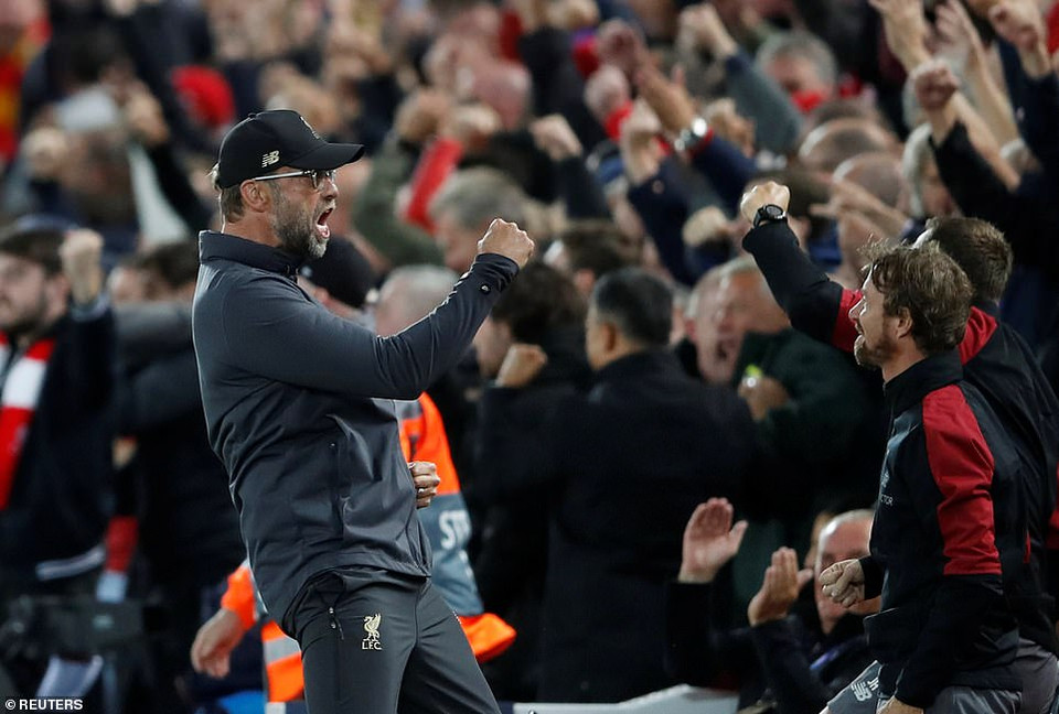 Niềm vui của huấn luyện viên Juergen Klopp.