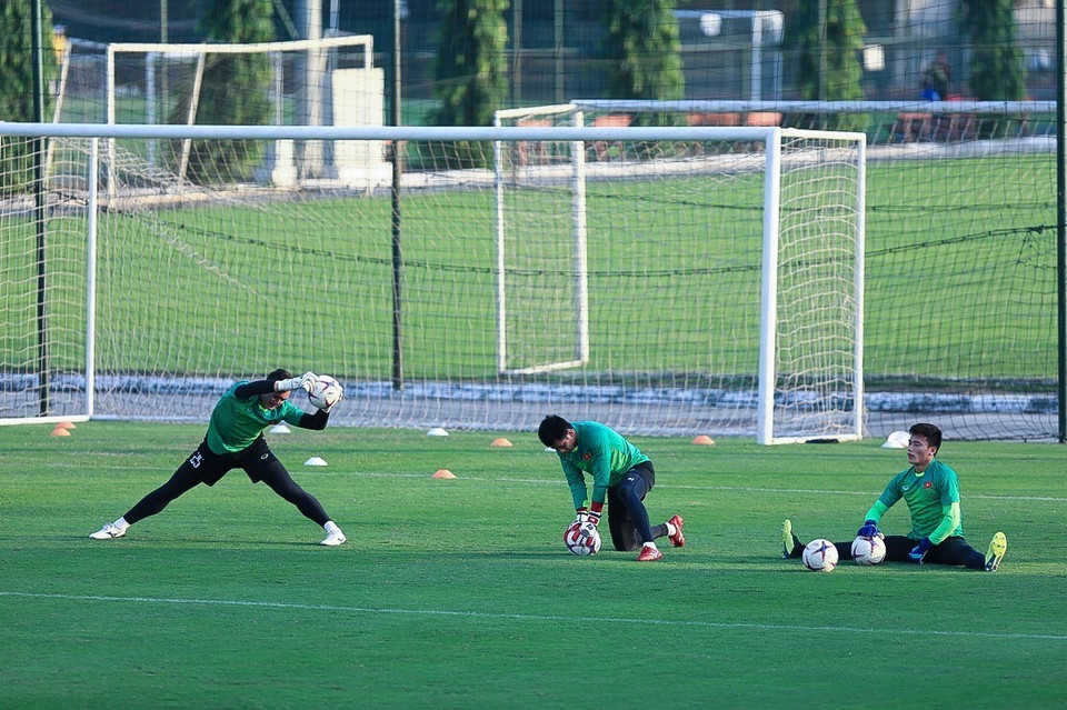 Ba thủ môn đội tuyển Việt Nam. (Ảnh: Trọng Đạt/TTXVN)