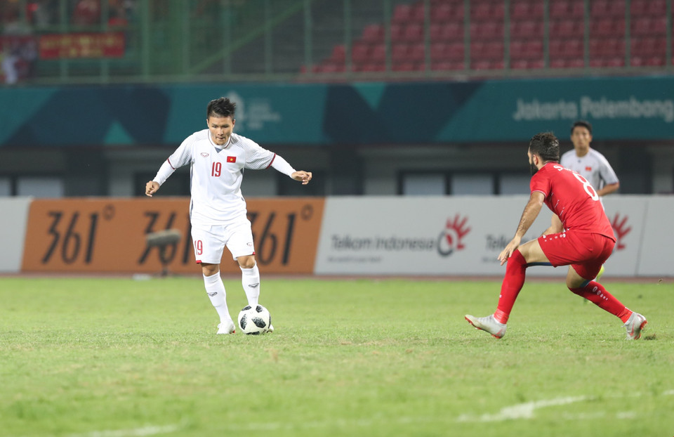 Quang Hải đã có những đóng góp không nhỏ cho Olympic Việt Nam. (Ảnh: Hoàng Linh/TTXVN)