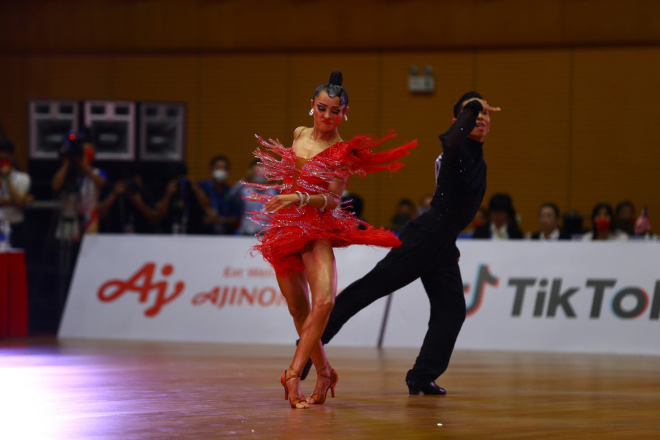 Khiêu vũ thể thao cũng gây ấn tượng khi giành đến 5 huy chương Vàng trong ngày ra quân. (Ảnh: An Thành Đạt/TTXVN)