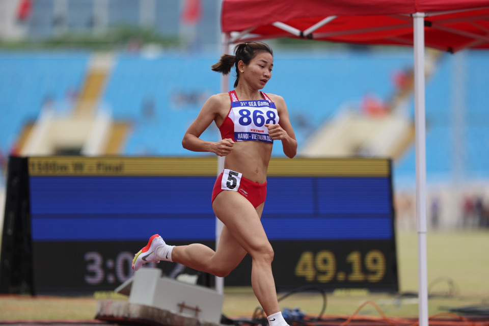 Nguyễn Thị Oanh bước vào SEA Games 31 với kỳ vọng sẽ 'mở hàng Vàng' cho đội tuyển Điền kinh Việt Nam. (Ảnh: Ngô Trần Hải An/Vietnam+)