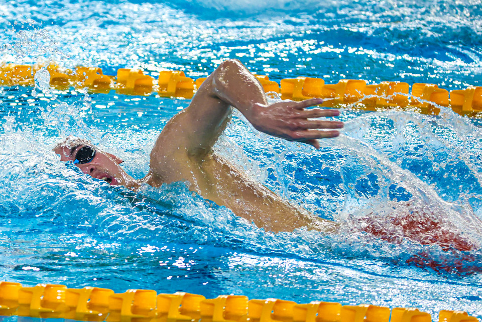 Nguyễn Huy Hoàng đã thi đấu đầy ấn tượng khi bước vào nội dung bơi 1.500m tự do nam. (Ảnh: Ngô Trần Hải An/Vietnam+)