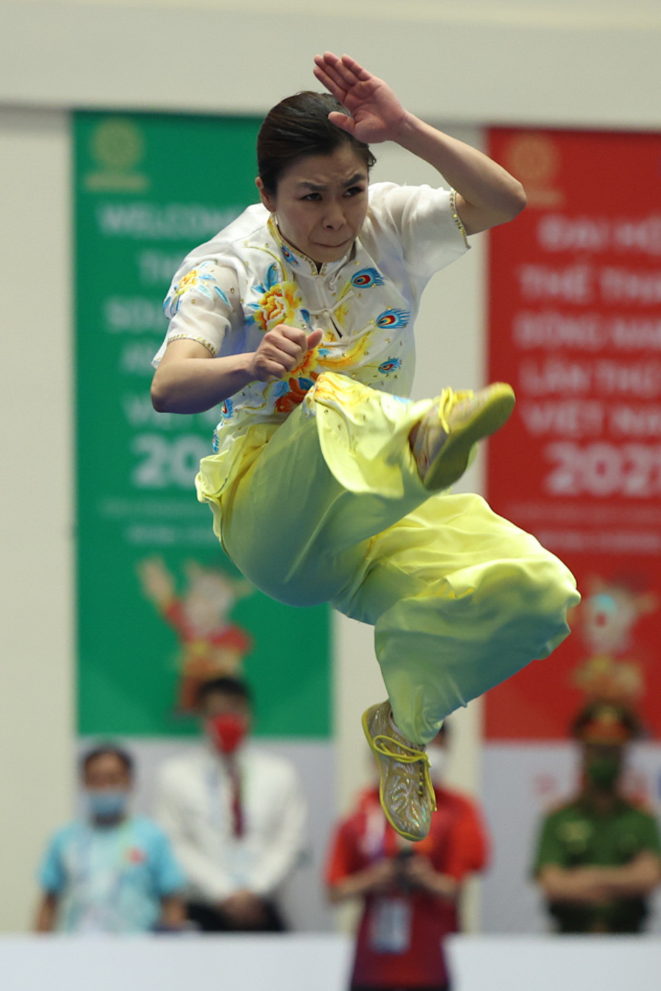 Tiếp nối thành công của Phương Giang, Wushu đã bùng nổ khi có thêm 6 huy chương Vàng ở nội dung tán thủ. (Ảnh: Hải An/Vietnam+)