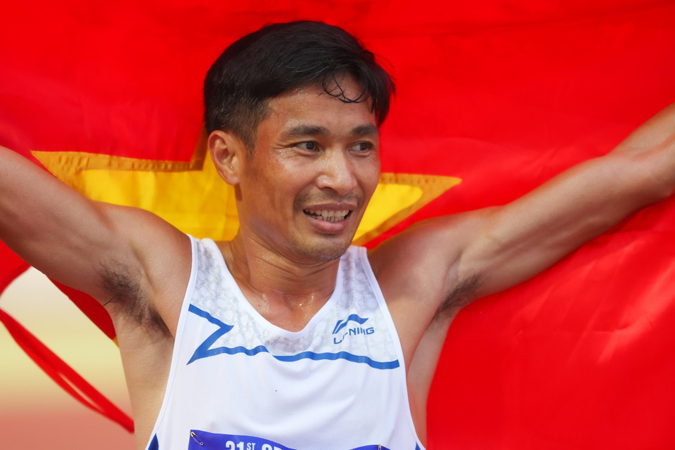 ...để về nhất nội dung này với thành tích 16 phút 34 giây 10. (Ảnh: Hải An/Vietnam+)