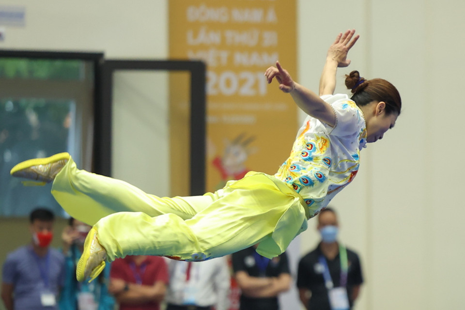 Hoàng Thị Phương Giang đã có ngày thi đấu thành công để mang về tấm huy chương Vàng cho Wushu Việt Nam. (Ảnh: Hải An/Vietnam+)