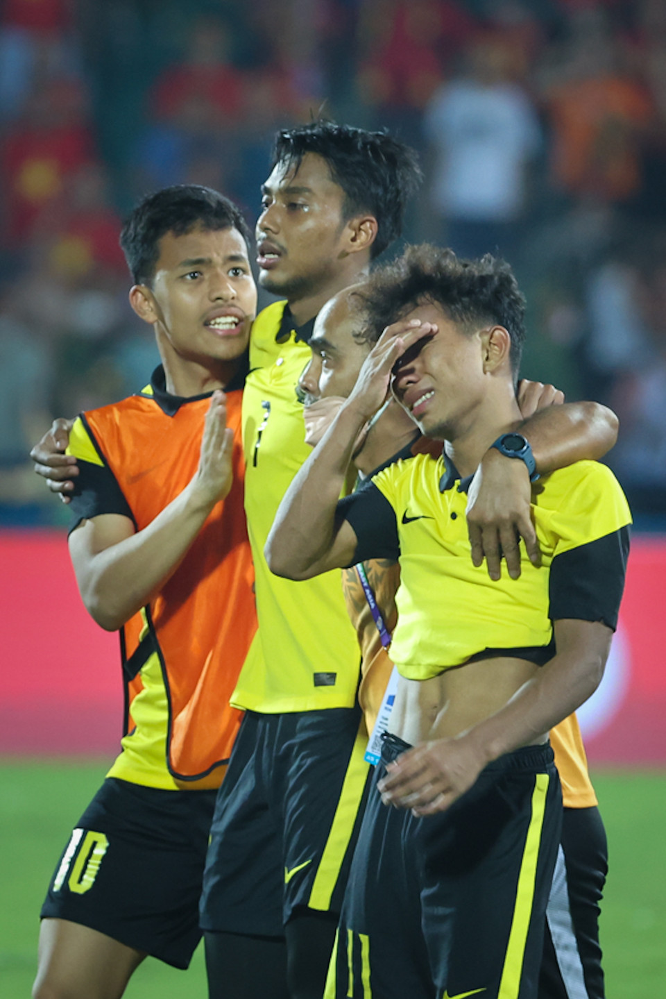 Trái ngược niềm vui của Tiến Linh và U23 Việt Nam là nỗi buồn của U23 Malaysia. (Ảnh: Hải An/Vietnam+)