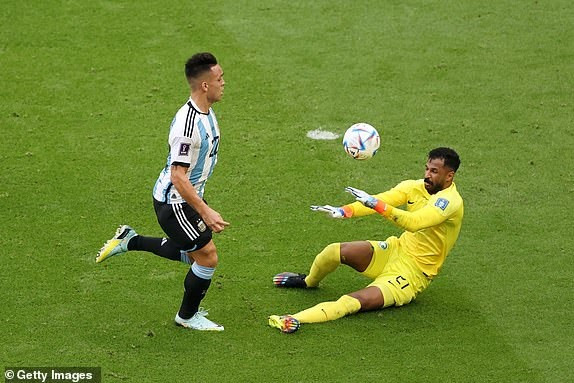 Sau Messi, Lautaro Martinez cũng hai lần khiến lưới của Saudi Arabia rung lên. (Nguồn: Getty Images)