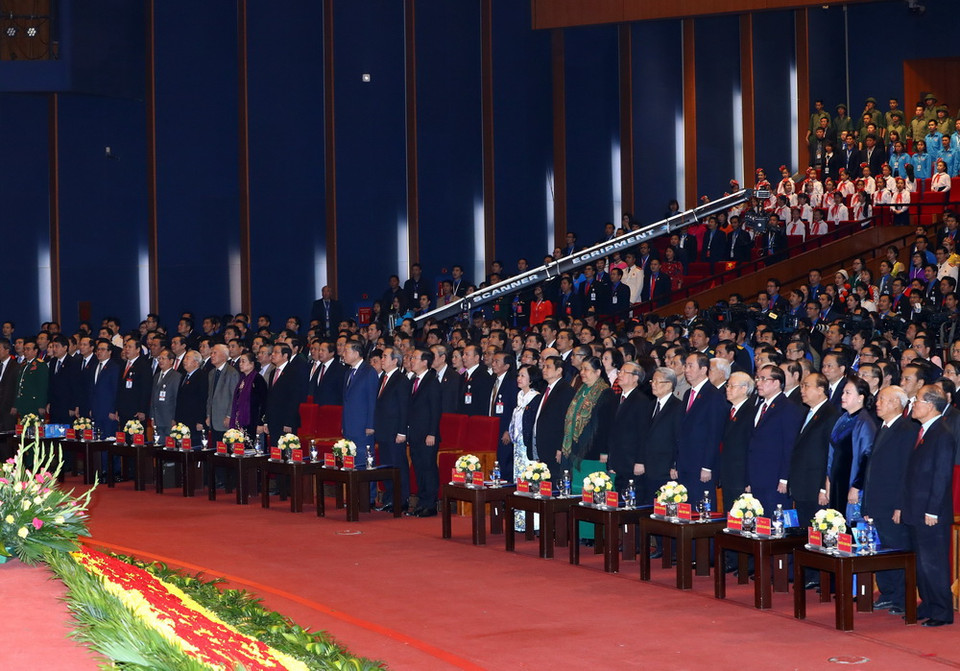 Lãnh đạo Đảng, Nhà nước dự buổi lễ. (Ảnh: TTXVN)