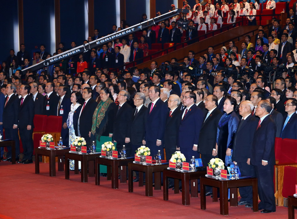  Lãnh đạo Đảng, Nhà nước dự buổi lễ. (Ảnh: TTXVN)