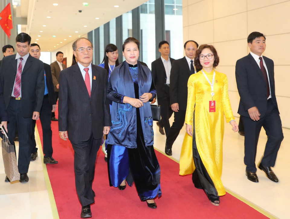 Chủ tịch Quốc hội Nguyễn Thị Kim Ngân tới dự Đại hội. (Ảnh: TTXVN)