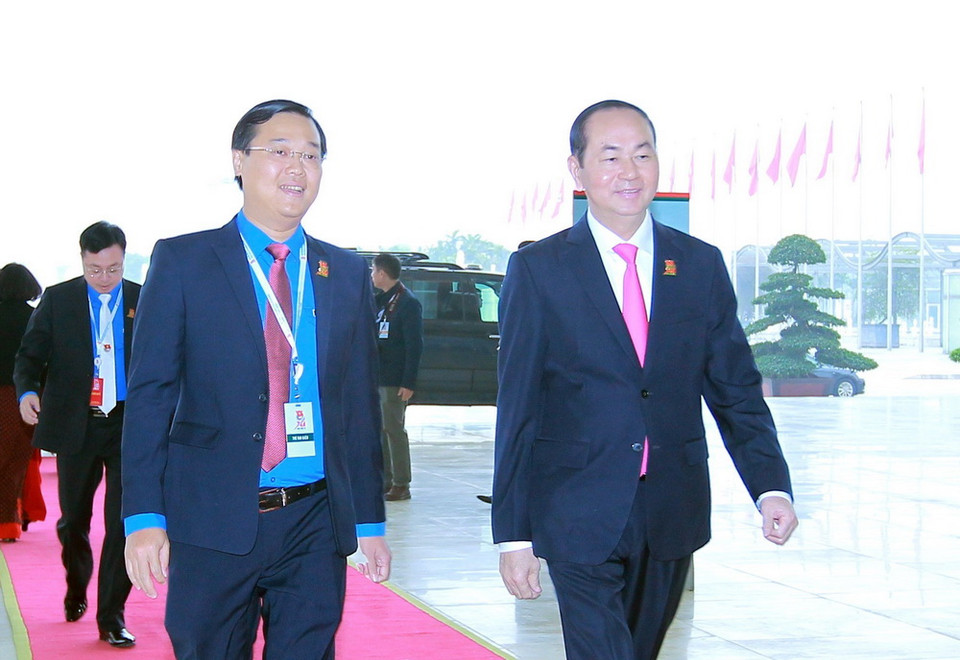 Chủ tịch nước Trần Đại Quang đến dự Đại hội. (Ảnh: TTXVN)