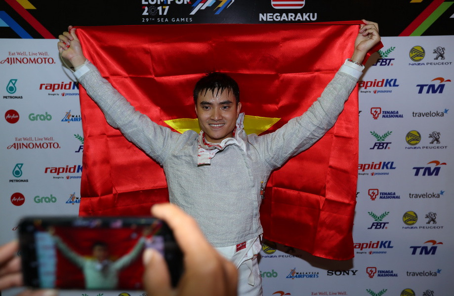 Vũ Thành An - HCV đấu kiếm. (Ảnh: Quốc Khánh/TTXVN)