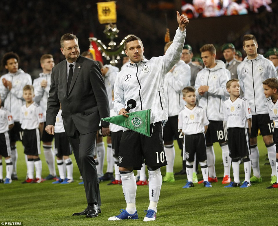 Lukas Podolski và trận đấu cuối cùng cho đội tuyển Đức.(Nguồn: Reueters)