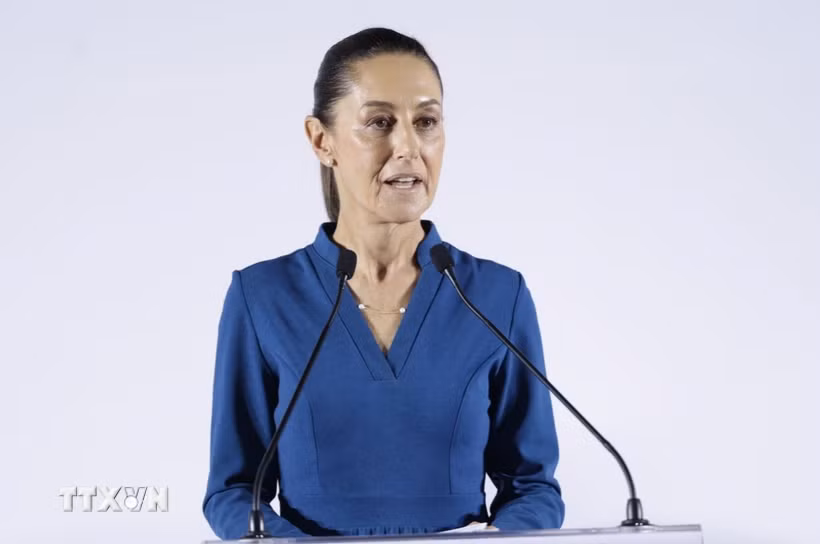 Tổng thống Mexico Claudia Sheinbaum phát biểu tại Mexico City. (Ảnh: THX/TTXVN)
