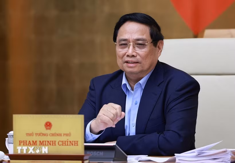 Thủ tướng Phạm Minh Chính chủ trì Phiên họp Chính phủ thường kỳ tháng 10/2025. (Ảnh: Dương Giang/TTXVN)