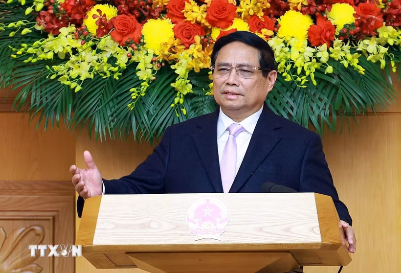 Thủ tướng Phạm Minh Chính phát biểu tại cuộc tọa đàm với các doanh nghiệp ASEAN. (Ảnh: Dương Giang/TTXVN)