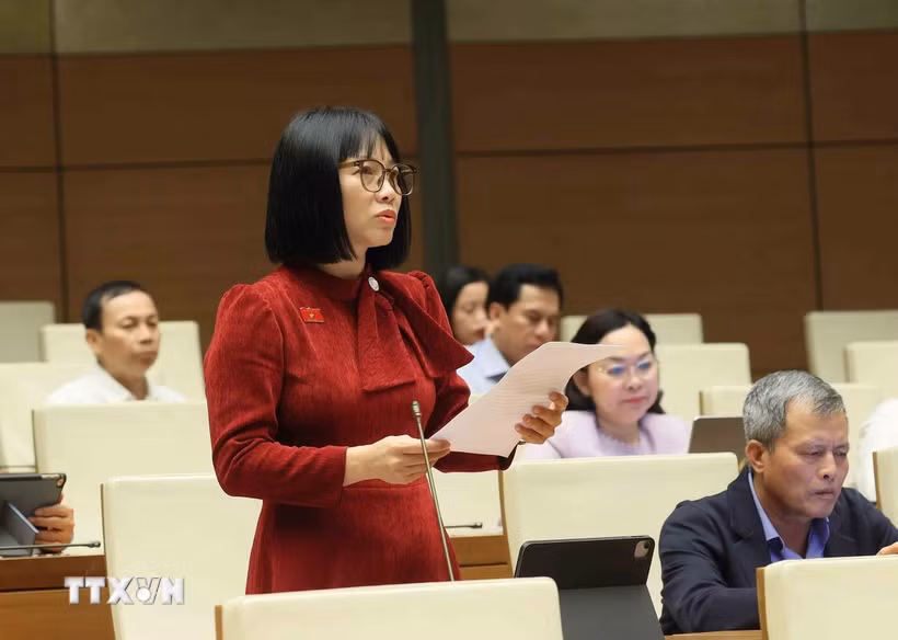 Đại biểu Quốc hội thành phố Hải Phòng Nguyễn Thị Việt Nga phát biểu. (Ảnh: An Đăng/TTXVN)