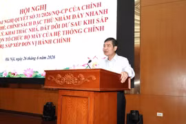 Thứ trưởng Tạ Anh Tuấn nhấn mạnh vai trò quyết định của lãnh đạo địa phương trong khai thác tài sản công hiệu quả, thúc đẩy phát triển kinh tế xã hội. (Ảnh: BTC/Vietnam+)