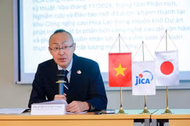 Ông Kobayashi Yosuke đã thông tin chi tiết về Gói hỗ trợ mới của JICA được thiết kế xoay quanh bốn trụ cột có tính bổ trợ chặt chẽ lẫn nhau. (Ảnh: JICA/Vietnam+)