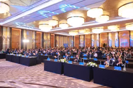 Hội nghị “Việt Nam chính thức tham gia rổ chỉ số toàn cầu - FTSE Russell Global Equity Index Series.” (Ảnh: Vietnam+)