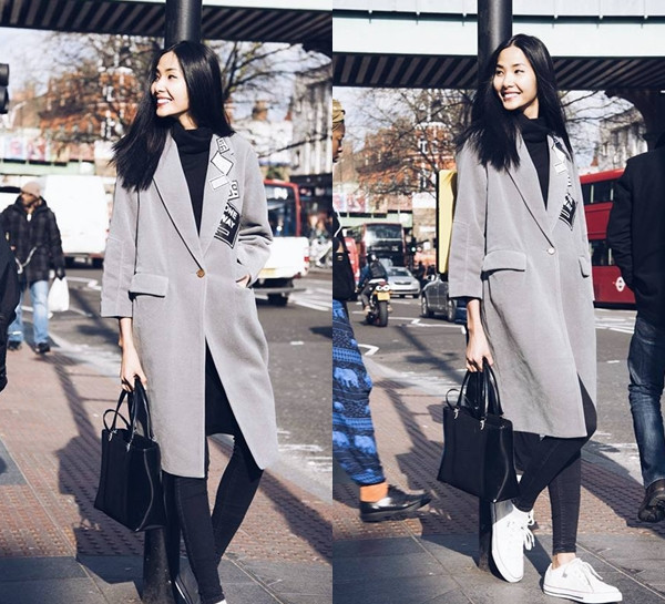 Hoàng Thùy rạng rỡ trên phố London một ngày nắng đẹp. 
