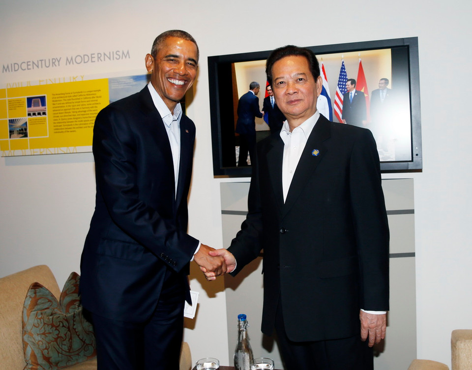 Thủ tướng Chính phủ Nguyễn Tấn Dũng gặp Tổng thống Hoa Kỳ Barack Obama. (Ảnh: Đức Tám/TTXVN)