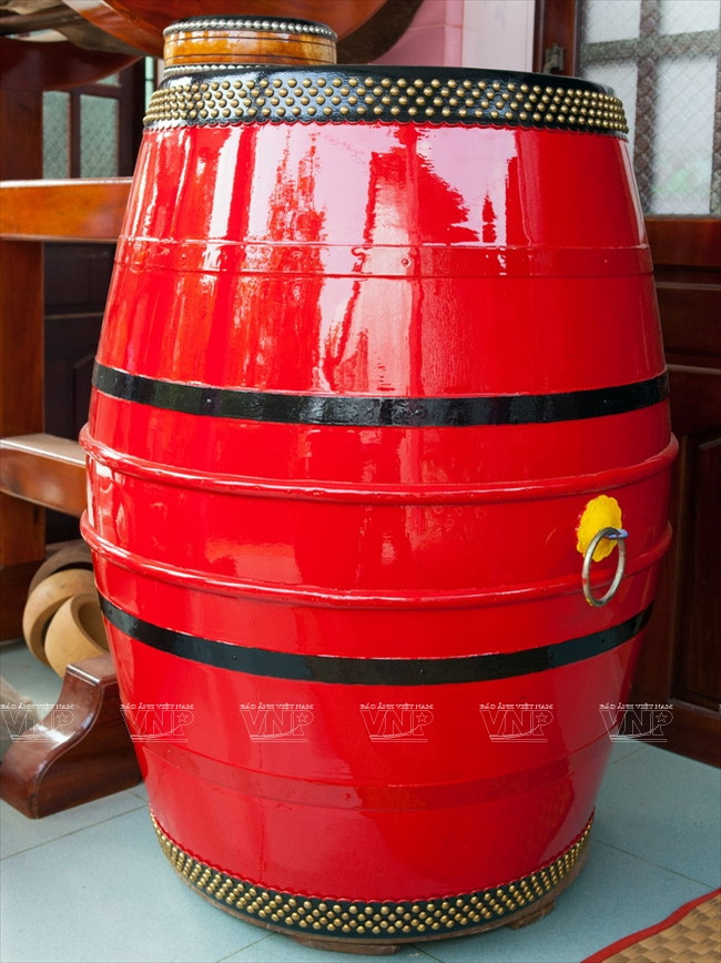 Trống thành phẩm của làng trống Bình An. (Ảnh: Lê Minh)