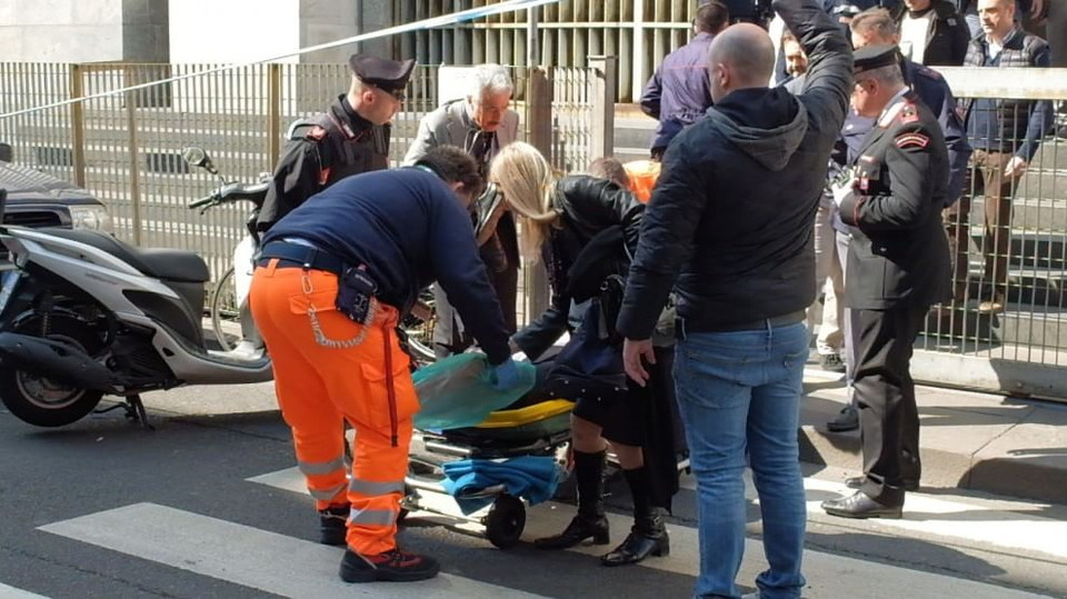 Hiện trường vụ xả súng ở Tòa án Milan. (Nguồn: ANSA)