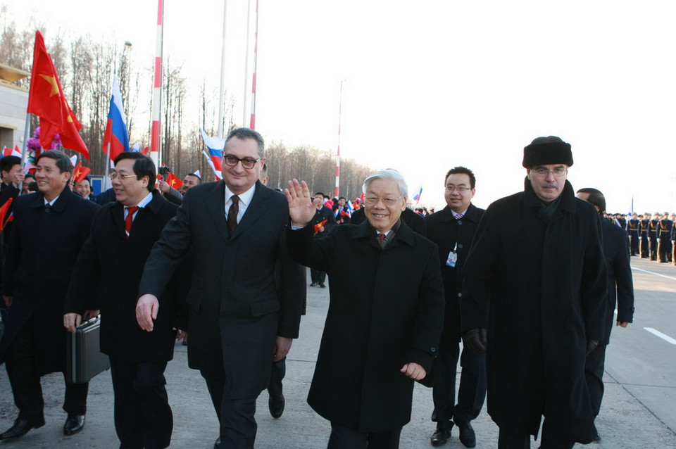 Lễ đón Tổng Bí thư Nguyễn Phú Trọng tại sân bay Vnukovo 2.(Ảnh: Trí Dũng) 