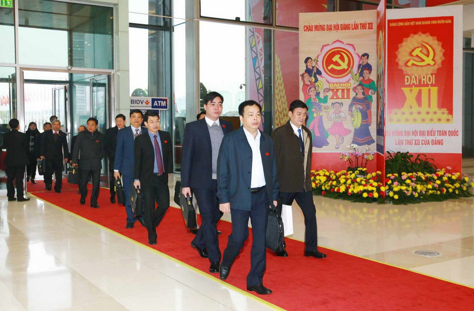 Các đại biểu đến dự Đại hội (Sáng 25/1/2016). (Ảnh: TTXVN)