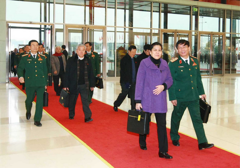 Các đại biểu đến dự Đại hội (Sáng 25/1/2016). (Ảnh: TTXVN)