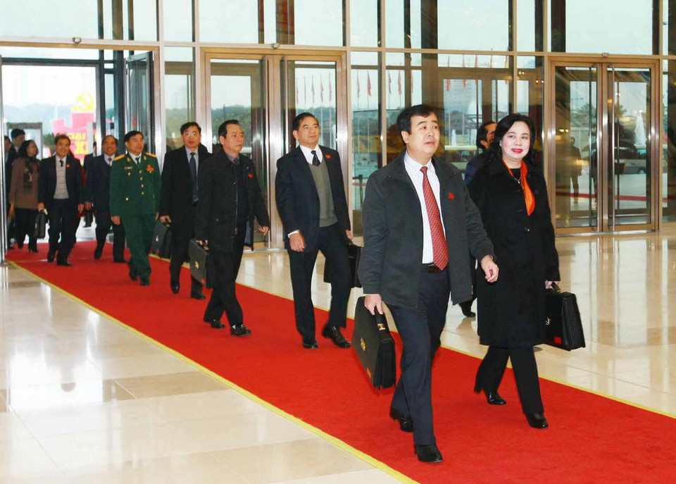 Các đại biểu đến dự Đại hội (Sáng 25/1/2016). (Ảnh: TTXVN)