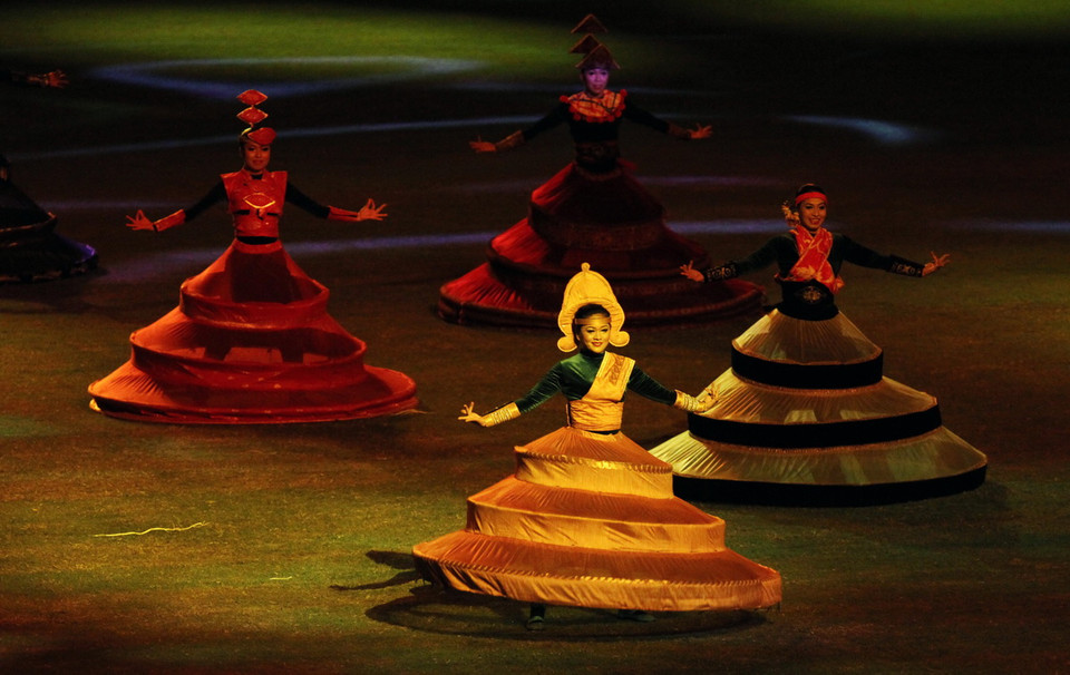 Biểu diễn nghệ thuật trong Lễ bế mạc. (Ảnh: Quốc Khánh/TTXVN)