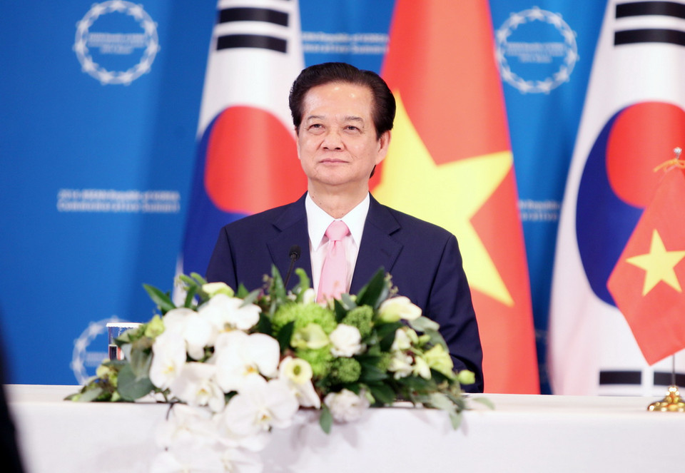 Thủ tướng Nguyễn Tấn Dũng phát biểu tại buổi gặp gỡ báo chí. (Ảnh: Đức Tám/TTXVN)