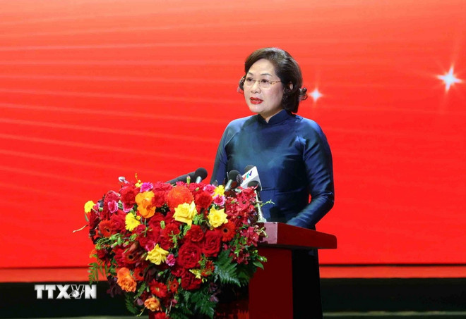 Thống đốc Ngân hàng Nhà nước Việt Nam Nguyễn Thị Hồng phát biểu. (Ảnh: Phạm Kiên/TTXVN)