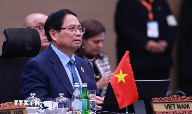Thủ tướng Phạm Minh Chính tham dự Hội nghị Cấp cao các nước tham gia Hiệp định RCEP lần thứ 5. (Ảnh: Dương Giang/TTXVN) ttxvn-thu-tuong-pham-minh-chinh-tham-du-hoi-nghi-cap-cao-cac-nuoc-tham-gia-hiep-dinh-rcep-1.jpg