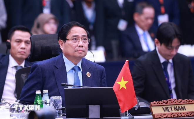 Thủ tướng Phạm Minh Chính tham dự Hội nghị Cấp cao các nước tham gia Hiệp định RCEP lần thứ 5. (Ảnh: Dương Giang/TTXVN) ttxvn-thu-tuong-pham-minh-chinh-tham-du-hoi-nghi-cap-cao-cac-nuoc-tham-gia-hiep-dinh-rcep-3.jpg