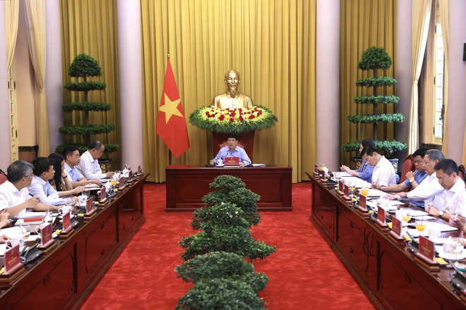Chủ tịch nước Lương Cường phát biểu chỉ đạo. (Ảnh: Lâm Khánh/TTXVN) chu-tich-nuoc-luong-cuong-2.jpg