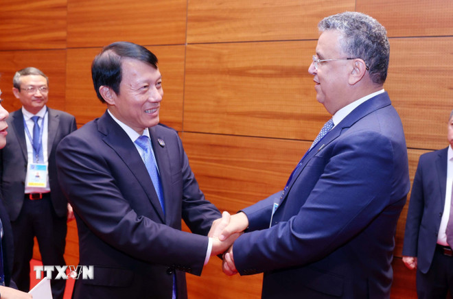 Đại tướng Lương Tam Quang, Bộ trưởng Bộ Công an tiếp Bộ trưởng Bộ Tư pháp Vương quốc Maroc Abdellatif Ouahbi. (Ảnh: Phạm Kiên/TTXVN) ttxvn-bo-truong-cong-an-tiep-bo-truong-bo-tu-phap-vuong-quoc-maroc-1.jpg