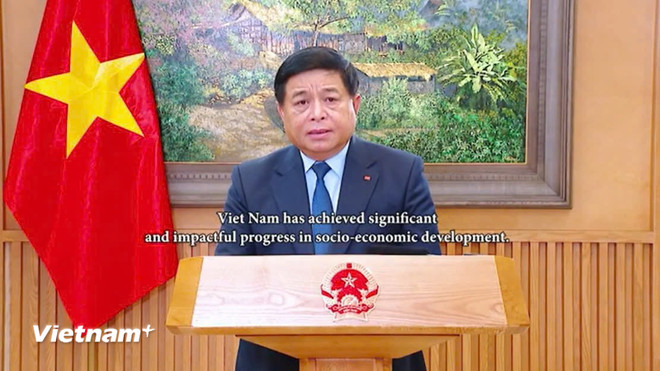 Phó Thủ tướng Chính phủ Nguyễn Chí Dũng đã có bài phát biểu chỉ đạo trực tuyến. (Nguồn: Vietnam+) vnp-pho-thu-tuong-nguyen-chi-dung.jpg