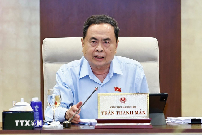 Chủ tịch Quốc hội Trần Thanh Mẫn phát biểu. (Ảnh: Doãn Tấn/TTXVN) ttxvn-chu-tich-quoc-hoi-1.jpg
