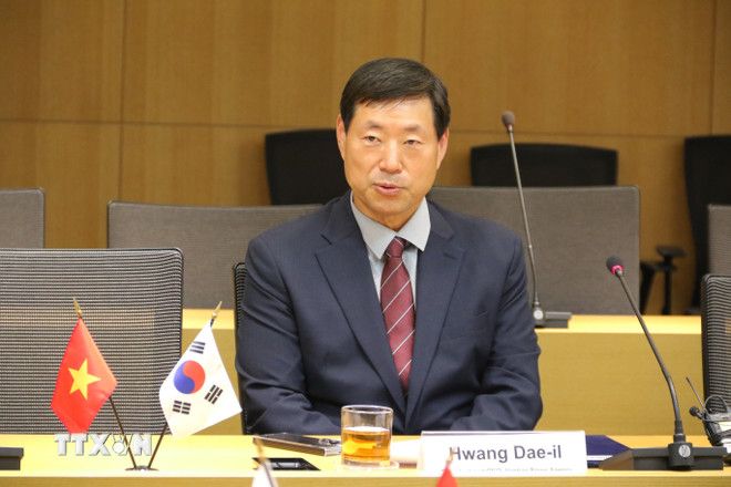 Ông Hwang Dae Il, Chủ tịch Yonhap phát biểu. (Ảnh: Đức Thắng/TTXVN) ttxvn-yonhap-5.jpg