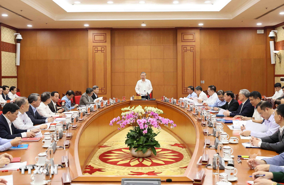 Tổng Bí thư Tô Lâm, Trưởng Ban Chỉ đạo Trung ương về phòng, chống tham nhũng, lãng phí, tiêu cực phát biểu. (Ảnh: An Đăng/TTXVN)