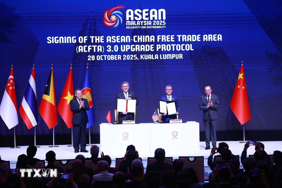 Lễ ký Hiệp định Thương mại Tự do ASEAN-Trung Quốc nâng cấp 3.0. (Ảnh: Dương Giang/TTXVN)