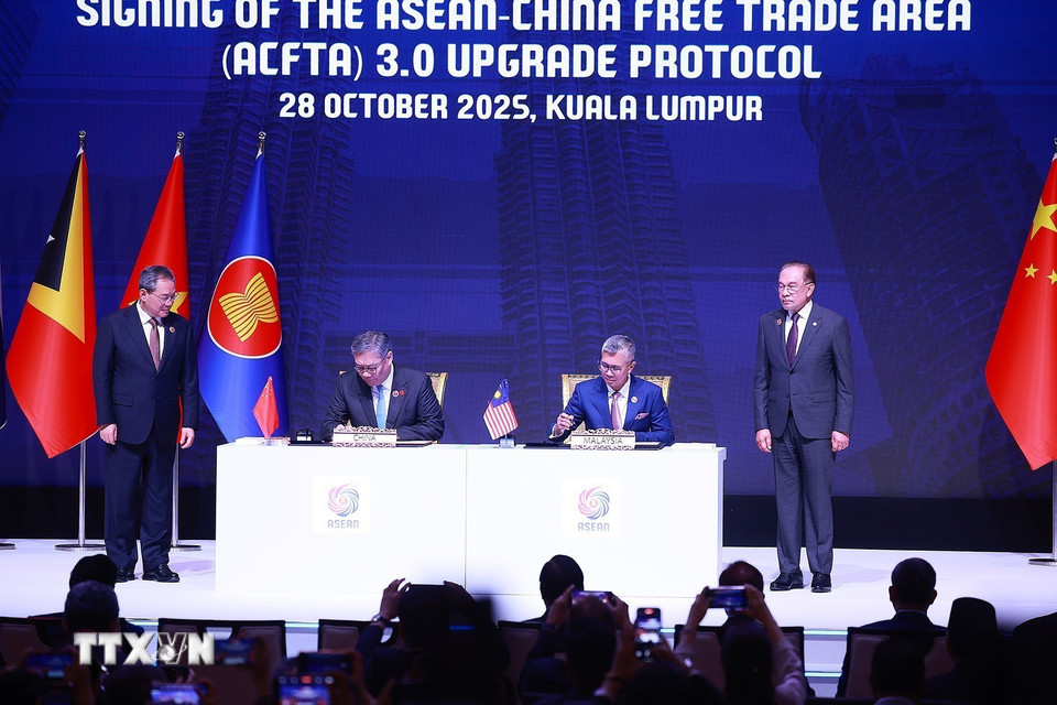 Lễ ký Hiệp định Thương mại Tự do ASEAN-Trung Quốc nâng cấp 3.0. (Ảnh: Dương Giang/TTXVN)