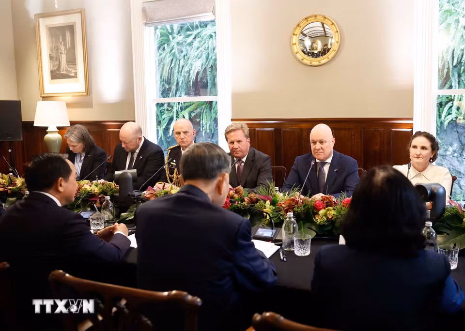 Tổng Bí thư, Chủ tịch nước Tô Lâm hội đàm chính thức với Thủ tướng New Zealand Christopher Luxon. (Ảnh: Thống Nhất/TTXVN)