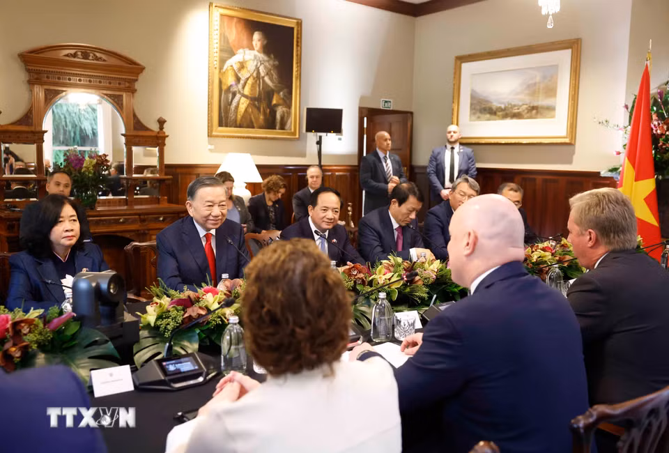 Tổng Bí thư, Chủ tịch nước Tô Lâm hội đàm chính thức với Thủ tướng New Zealand Christopher Luxon. (Ảnh: Thống Nhất/TTXVN)